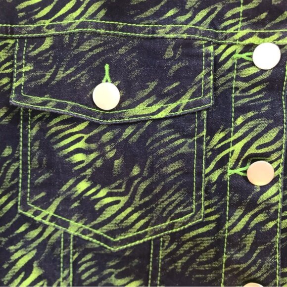 I.AM.GIA Sinead Jacket Green Tiger Crop Jean Jacket Animal Print Cotton Top XS - Picture 9 of 16